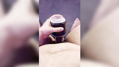 Cockring + vibrating fleshlight = messy cumshot