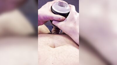 Cockring + vibrating fleshlight = messy cumshot
