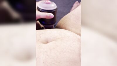 Cockring + vibrating fleshlight = messy cumshot