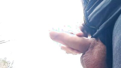 Big dick cums three times in forest