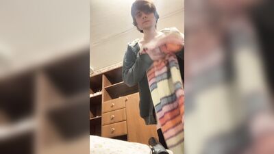 Cock masturbation while putting on a jacket to the grocery store