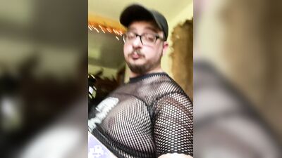 Fat ex-jock stuffs face in tight pants