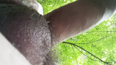 Big balls intense jerk off outside