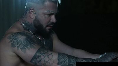 Beefy Trucker Drills Tatted Muscle Outdoors - Danny Starr, Gunnar Stone - RagingStallion