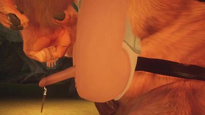 cave with furry centaur and HUGE creampie cock in ass