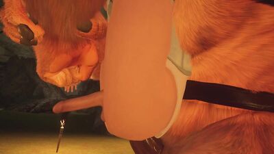 cave with furry centaur and HUGE creampie cock in ass