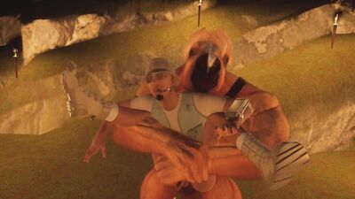 cave with furry centaur and HUGE creampie cock in ass