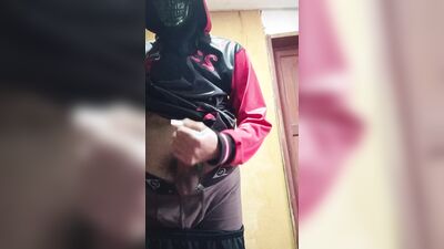 a big cock- boy masturbating in his bed