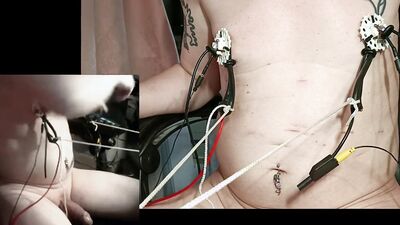 E-stim tits nipples and needles masturb cum on webcam chatroom and cam02