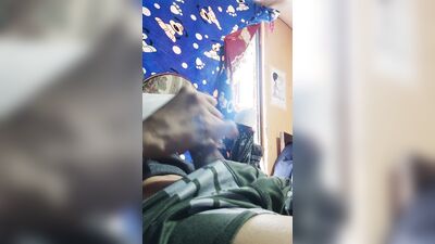Naughty latin guy masturbates his dick alone, ends up cumming