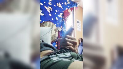 Naughty latin guy masturbates his dick alone, ends up cumming