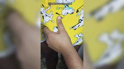 Watch me swallow my friend's huge, thick black cock with a yellow boxer.