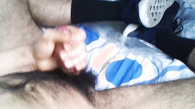 Jerking my hairy veiny dick wearing socks and sneakers (Side B - My sight)