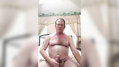 old man stroking in bed