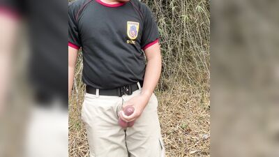 Thai uniform with sex toy outdoor