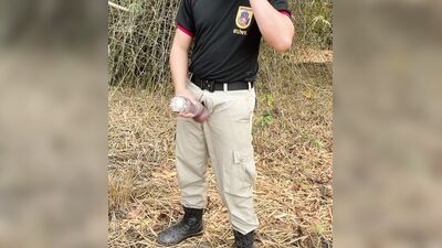 Thai uniform with sex toy outdoor
