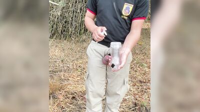 Thai uniform with sex toy outdoor