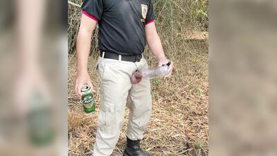 Thai uniform with sex toy outdoor