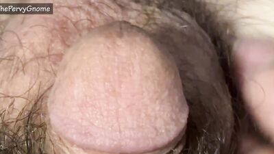 Small dick on a hair trigger - quick cum from light stroke extreme closeup