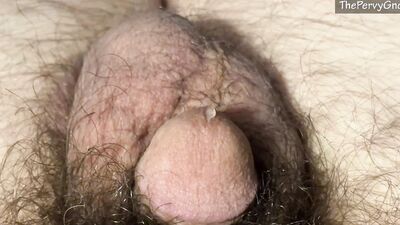 Small dick on a hair trigger - quick cum from light stroke extreme closeup