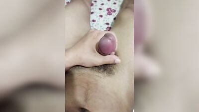 Horny boy masturbating on the bed ????