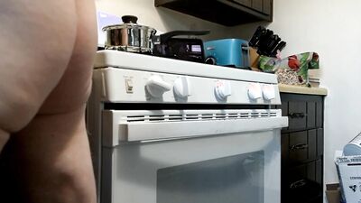 Making Supper Naked with My Cock and Balls Bouncing Around