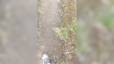 Sexy guy walks in the woods and jerks off his cock in his tight sweatpants