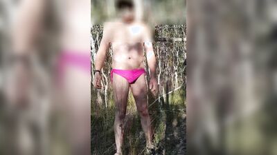 Bush walking in my hot pink bikini hot cum shot