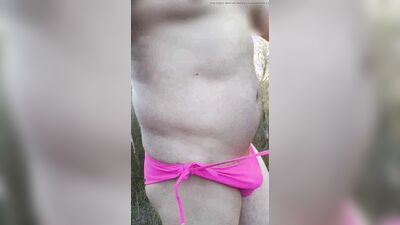 Bush walking in my hot pink bikini hot cum shot