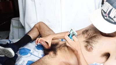Jerking my hairy veiny dick wearing socks and sneakers (Side A - Your sight)