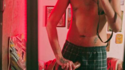 Big Uncut Cock Latino Camilo Brown Jerking Before Bed Cumshot In The Mirror