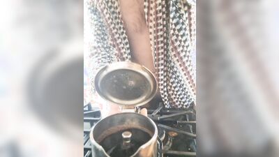 naked coffee and stroking around the house