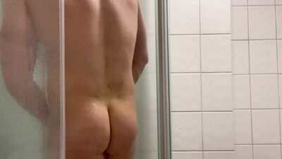 Taking a shower after jerking off.