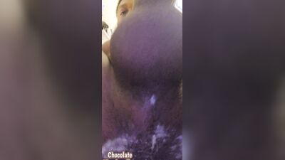 Black boy plays with white dildo