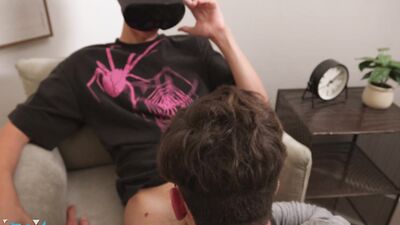 My Fantasy - TJ Jerks to a Hot POV style VR video of Donavin Sucking a Huge Dick, it's Real Life