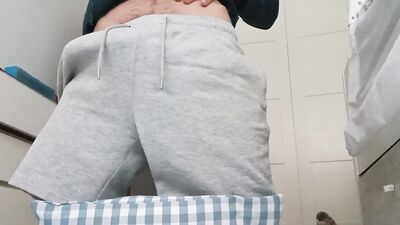 The Fitness Trainer Jerks Off Inside his Pants and Shows you his Cock