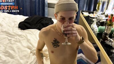 Fucked a young twink for money in a hotel room after a party and cum in his ass