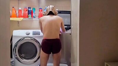 Doing small chores around the house while I slowly undress