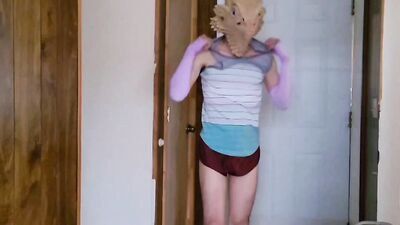Doing small chores around the house while I slowly undress