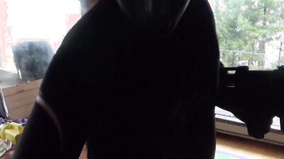 double cocked fantasy in a wetsuit