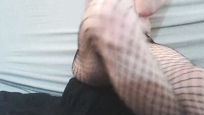Teen twink in fishnets masturbating in hot webcam show - Part 1of6