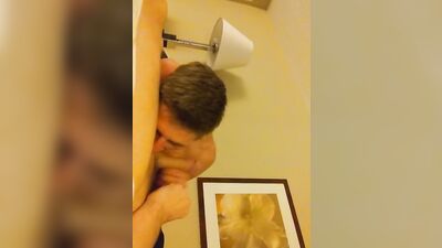 Gay chap is giving his roommate a nice juicy bj