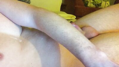 Amateur lad jerks his pecker in front of the camera