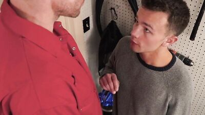 Skinny lad gets his ass stretched with perverted stepdad's wood