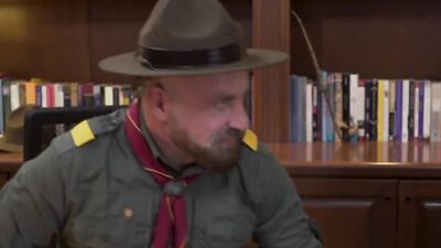 Skinny twink is getting bonked in the office by his scout leader
