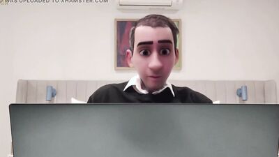 Gay Step-dad - the Online Office - Caught Jerking During a Online Meeting with My Boss!
