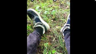 Twink started masturbating when he was walking in the forest with you