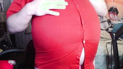 Red Button Up Tight Belly Inflation