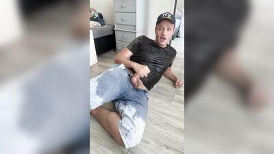 My clothes soaked with piss and cum