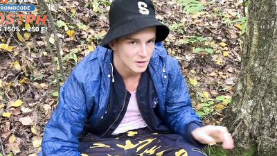 A stranger caught me jerking off in the forest and couldn't help but offer me a juicy fuck